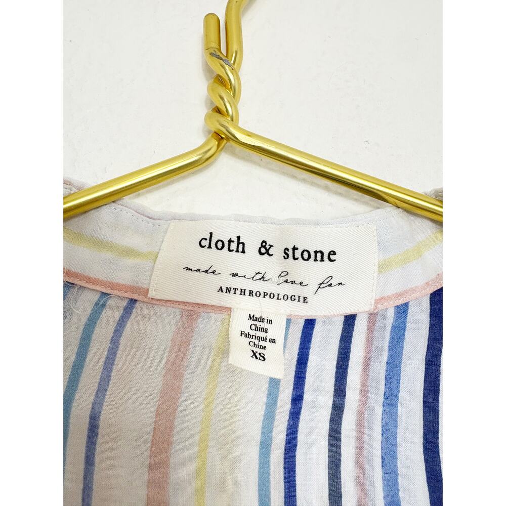 Anthropologie Cloth & Stone Striped Button Down Shirt Size XS Lightweight - Picture 4 of 10